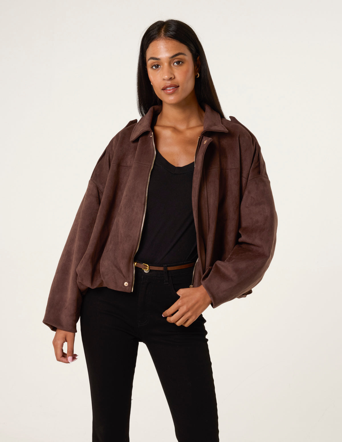Suedette Puffball Jacket